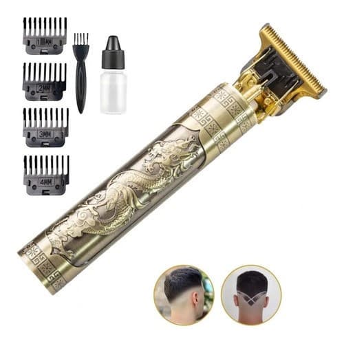 Maquina cortar cabelo acabamento barbear barbeador eletrico pezinho vintage buda dragão t9