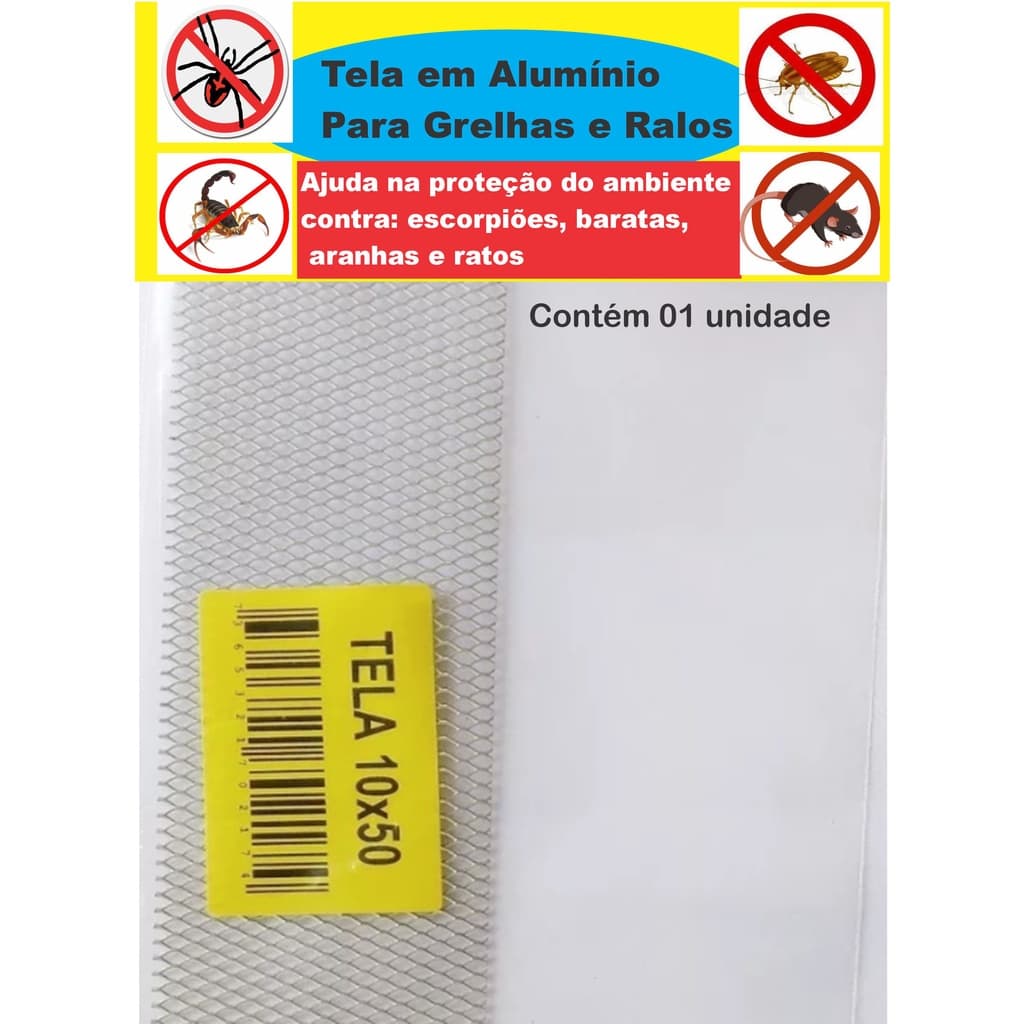 Tela Para Ralo Grelha 10x50 Cm em Alumínio Anti-inseto
