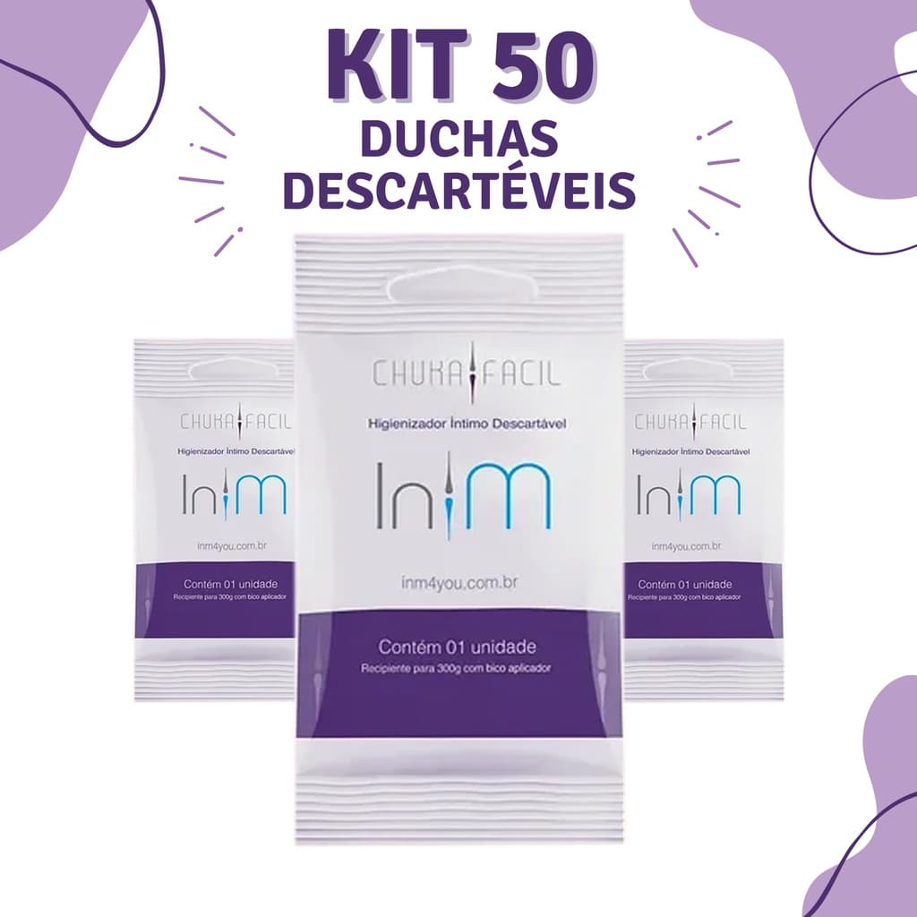 Kit C/ 50Un De Ducha Íntima Ginecológica Descartável In-M Chuka Fácil Chuca Xuca Enema Clister