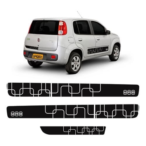 Faixa Lateral E Traseira Fiat Uno Vivace Evo 2012 Preto