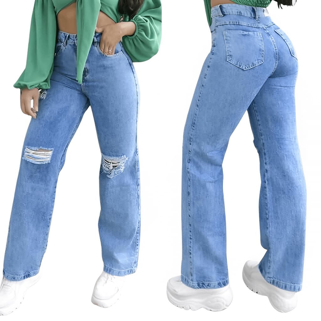 Calça Jeans Feminina Boca de Sino Cintura Alta  Super Lançamento 2025