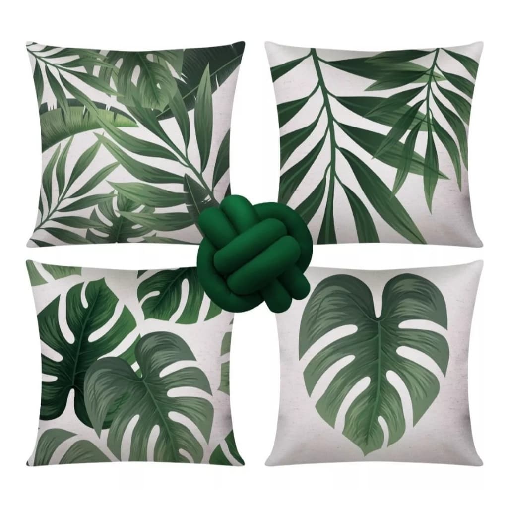 Kit 4 Almofadas Cheias Decorativas + 1 Almofada De Nó Costela verde
