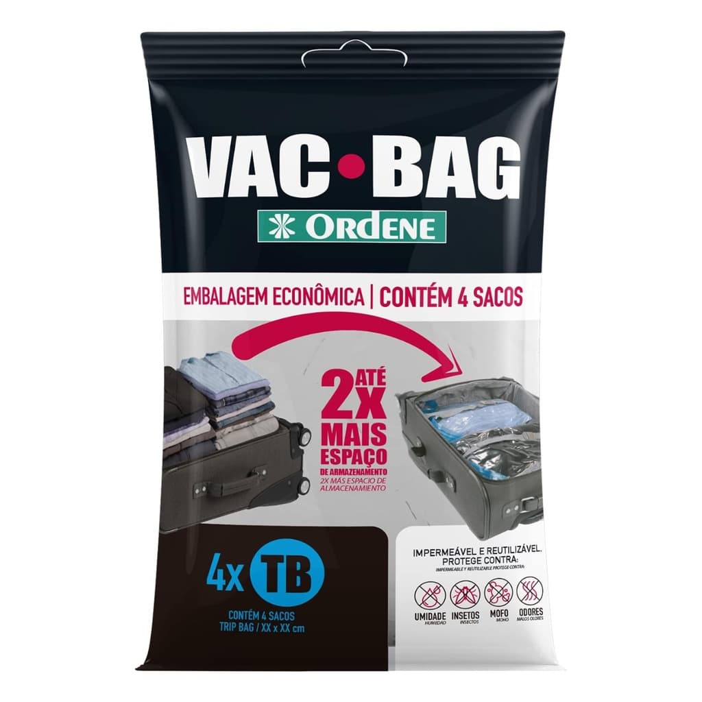 Kit 4 Sacos 60x40cm a Vácuo Vac Bag Edredom e Roupas Para Proteger TB Ordene Sem Vazamento