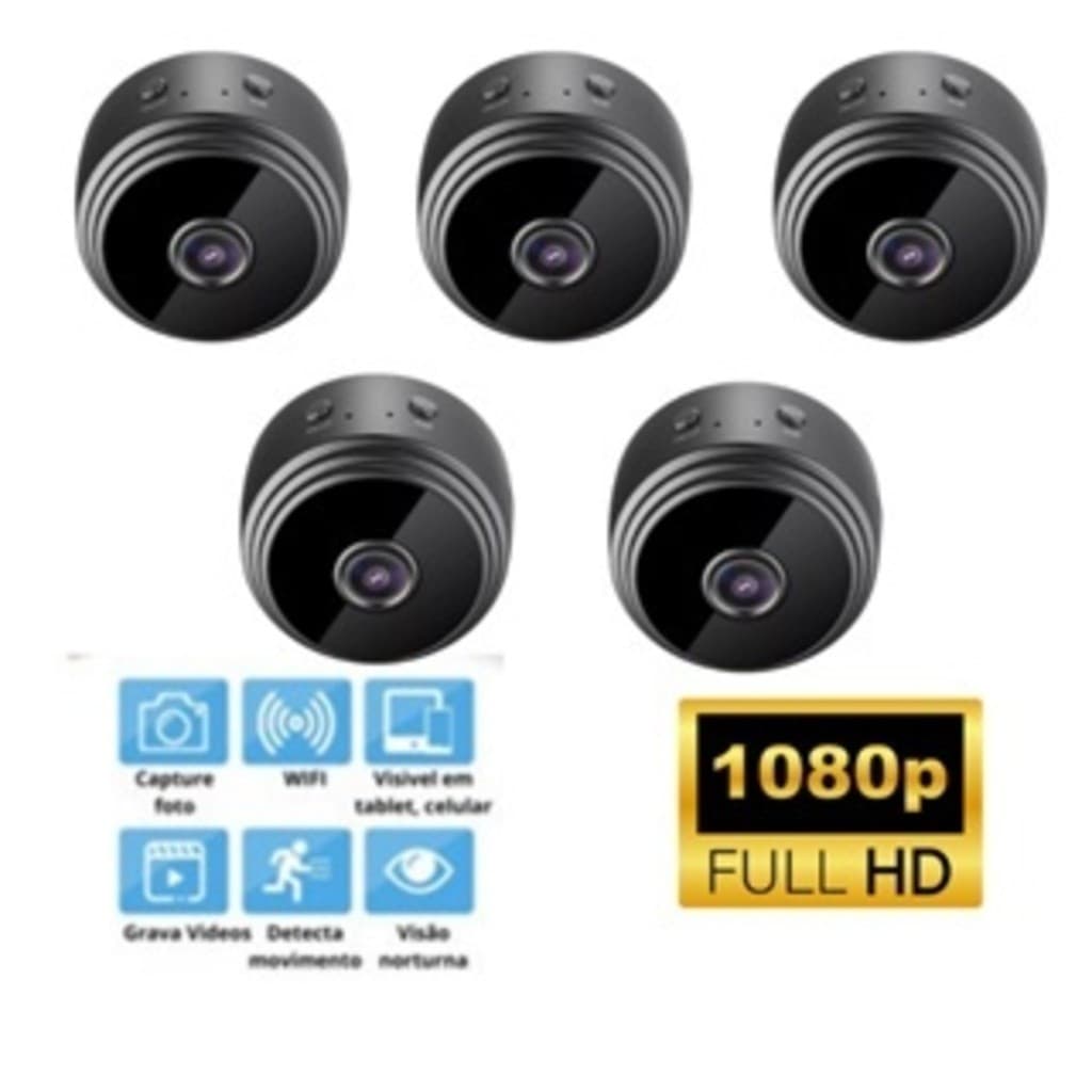 Kit 5 Novo A9 HD Mini com visão noturna Wifi Câmera 1080P Vigilância