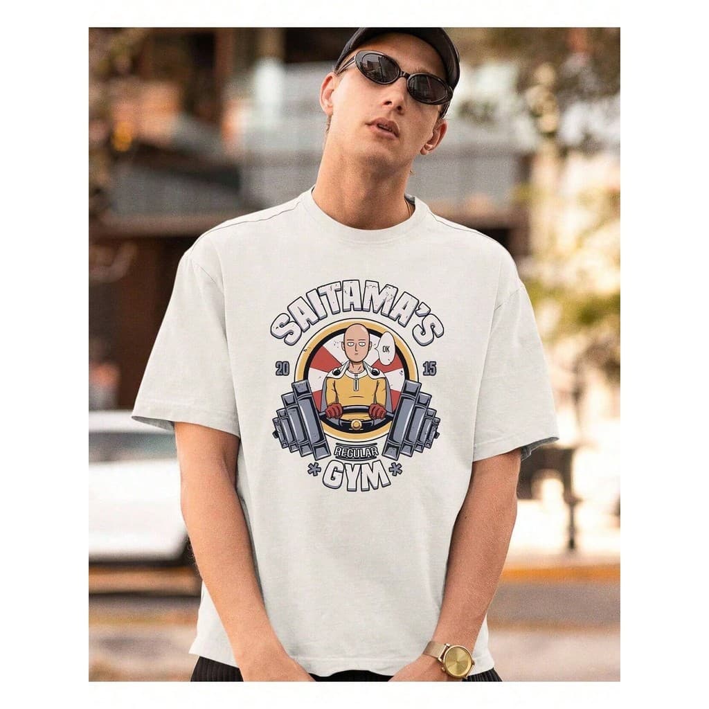 Camiseta Básica Treino Saitama's Exercicio Academia Treino Anime Herói  Gym