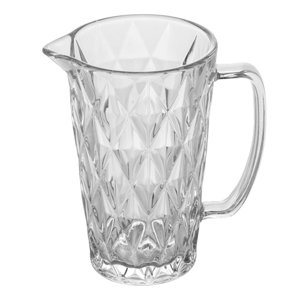 Jarra De Vidro Transparente Diamond 1 Litro Com Detalhes De Losangos Jarra Para Servir Água Suco Leite Chás Com Alça