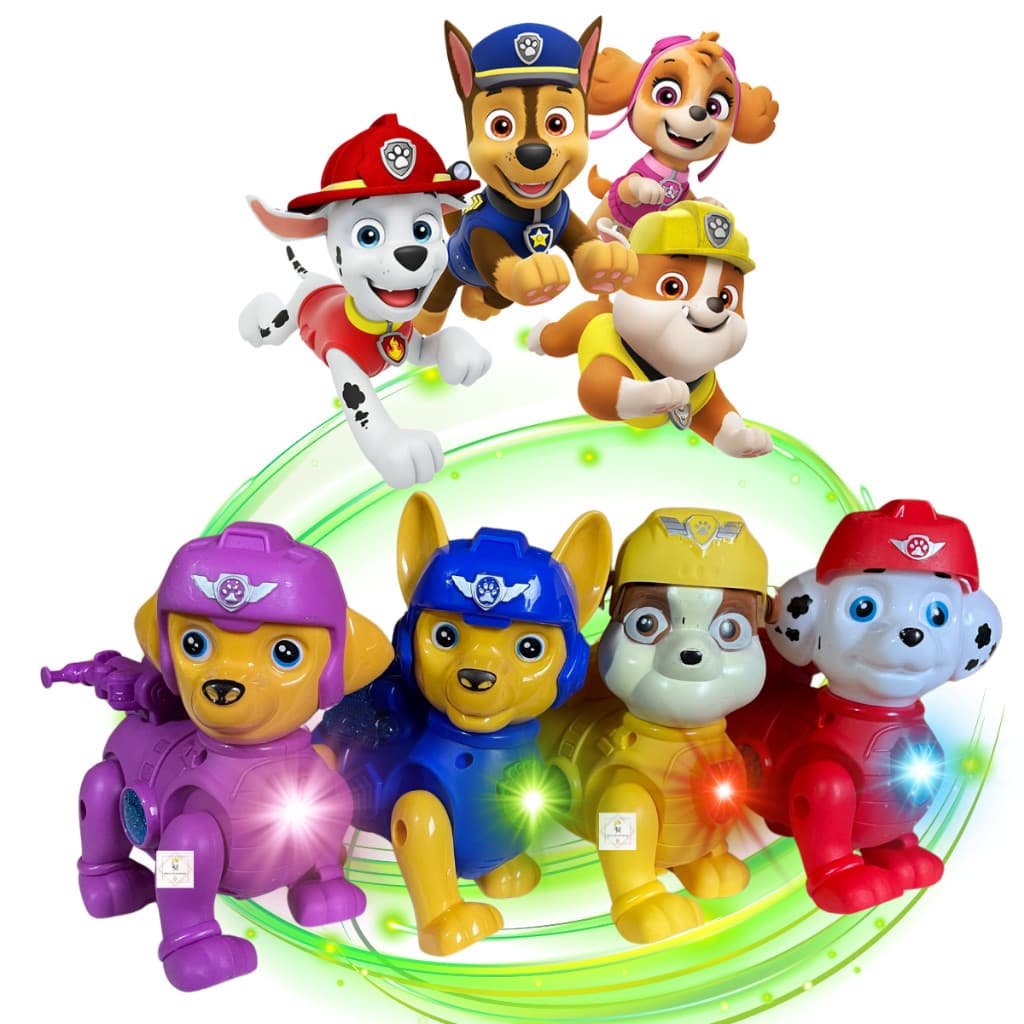 Brinquedo Patrulha Canina Cachorrinho Robô Com Luz Som e Movimento - A Pilha