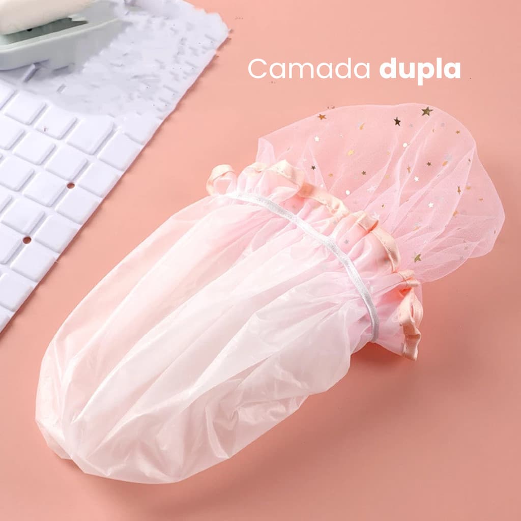Touca Para Banho Dupla Com Elástico Impermeável Reutilizável - Escolha Seu Kit