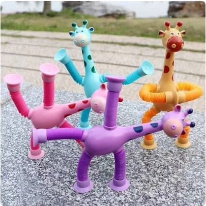 Tubo Esticado Girafa de brinquedo Com LED com ventosa