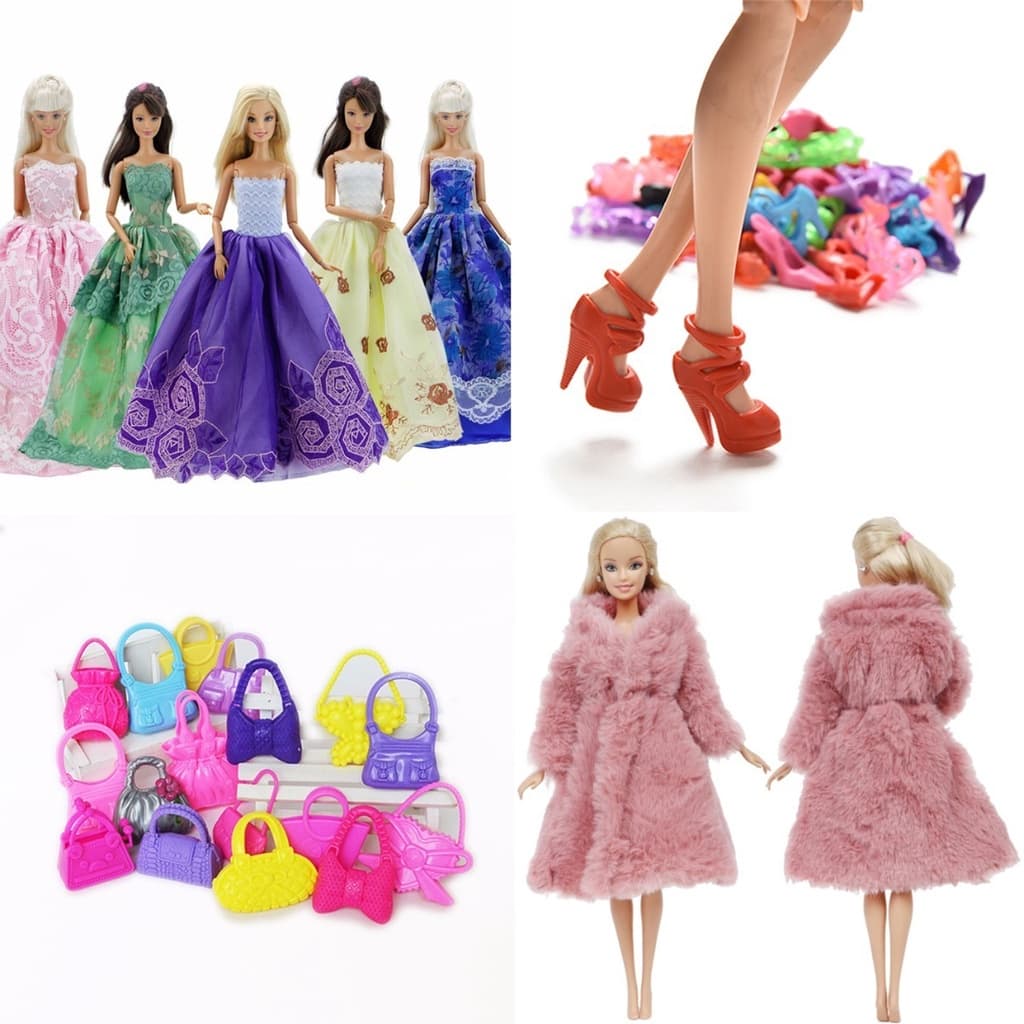 Kit De Acessórios P/ Bonecas Roupas Sapatos Vestidos Casacos - Sheilinha