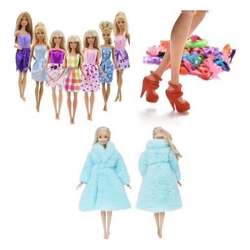 Kit Acessórios Vestidos Festa Casaco Sapatinhos Para Bonecas