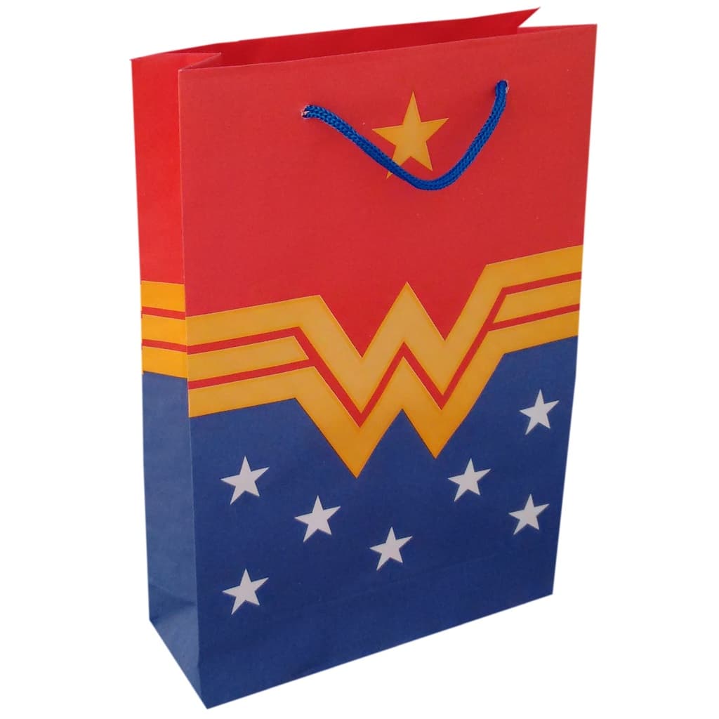 Sacolas De Papel Mulher Maravilha 25x17x6cm 10u a 50u Para Lembrancinha De Aniversário Surpresa Presente Bolsa Festa