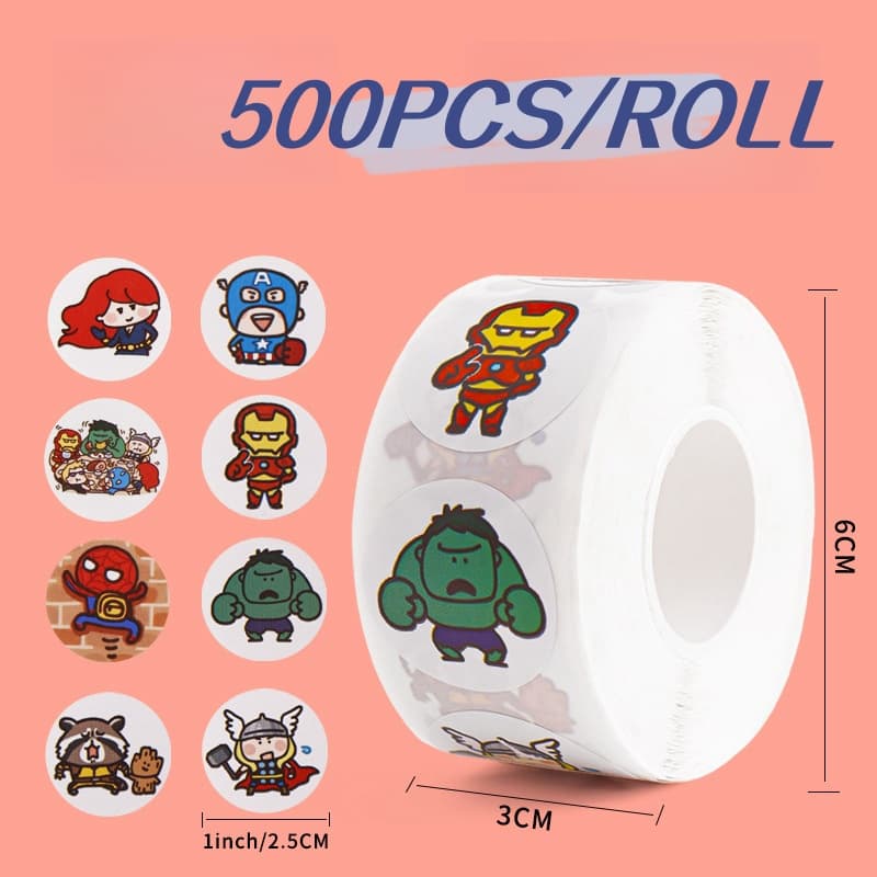 500PCS Q Versão Avengers Alliance Stickers Autocolantes De Vedação Circular Para Capacete De Bicicleta Decalques De Lápis De Conta Manual LanLanStickersWorld