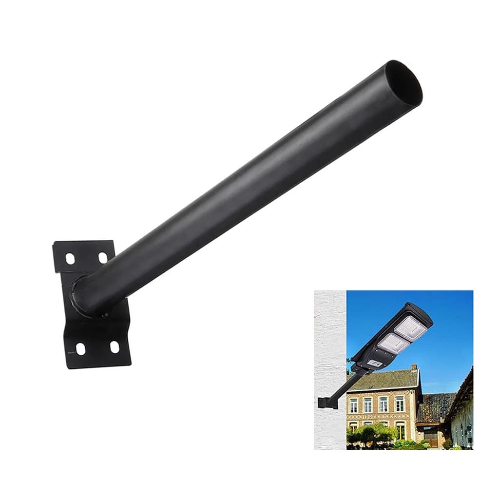 Suporte Luminaria Solar Pintura Eletrostatica Aço Barra Poste Parede Rua Quintal Jardim Segurança Iluminaçao