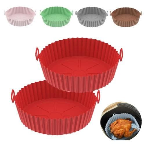 Forma De Silicone Para Air Fryer Forno Microondas Fritadeira Assadeira Reutilizável Antiaderente Flexível Cores Variadas
