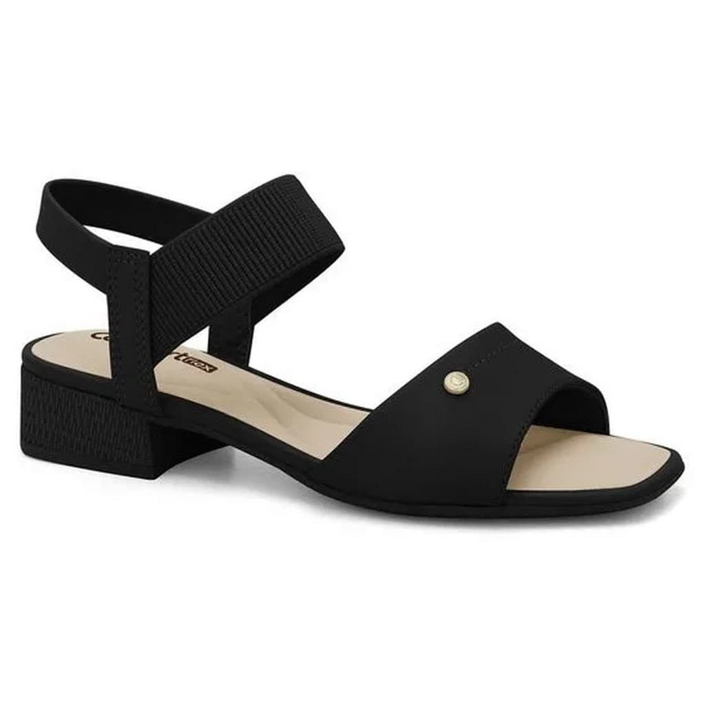 Sandália Feminina Comfortflex Salto Bloco Elástico 2455401 Salto 4cm