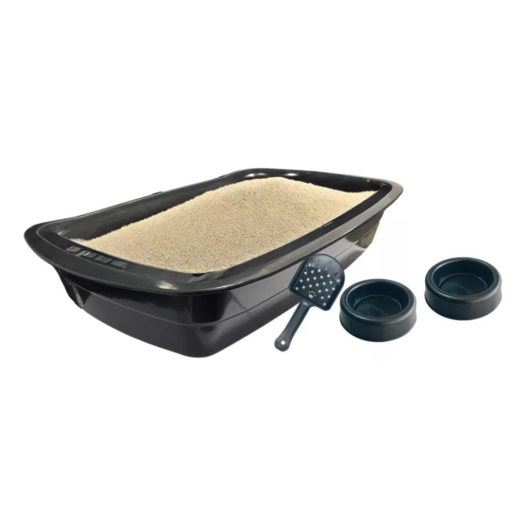 MecPet Bandeja Sanitária Gato Kit Completo Comedouro E Pá Produto Novo