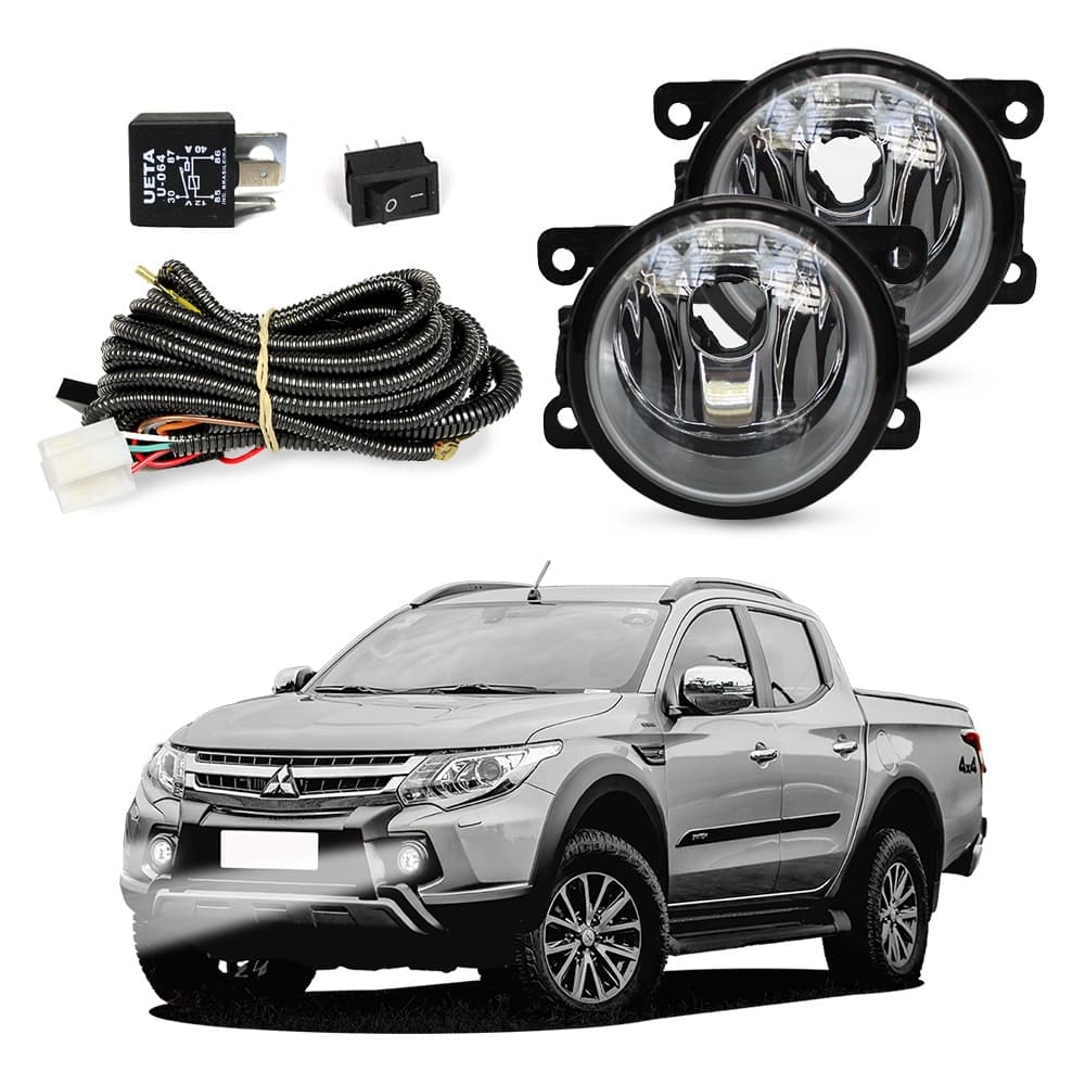 Kit Farol de Milha L200 Triton 2011 a 2020 Farol Auxiliar de Carro Lente de Vidro Neblina Automotivo