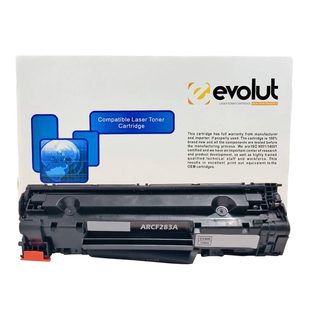 Toner Compatível para HP CF283A 283 83A Marca Evolut para M125a M126a M126nw M127fn M127fw M128fn M225dw Preto 1.500