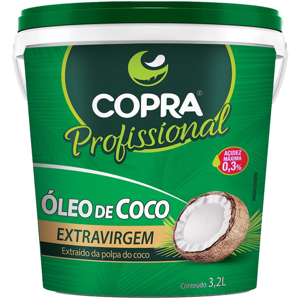 Óleo de Coco Balde 3,2L Extra Virgem Profissional Copra