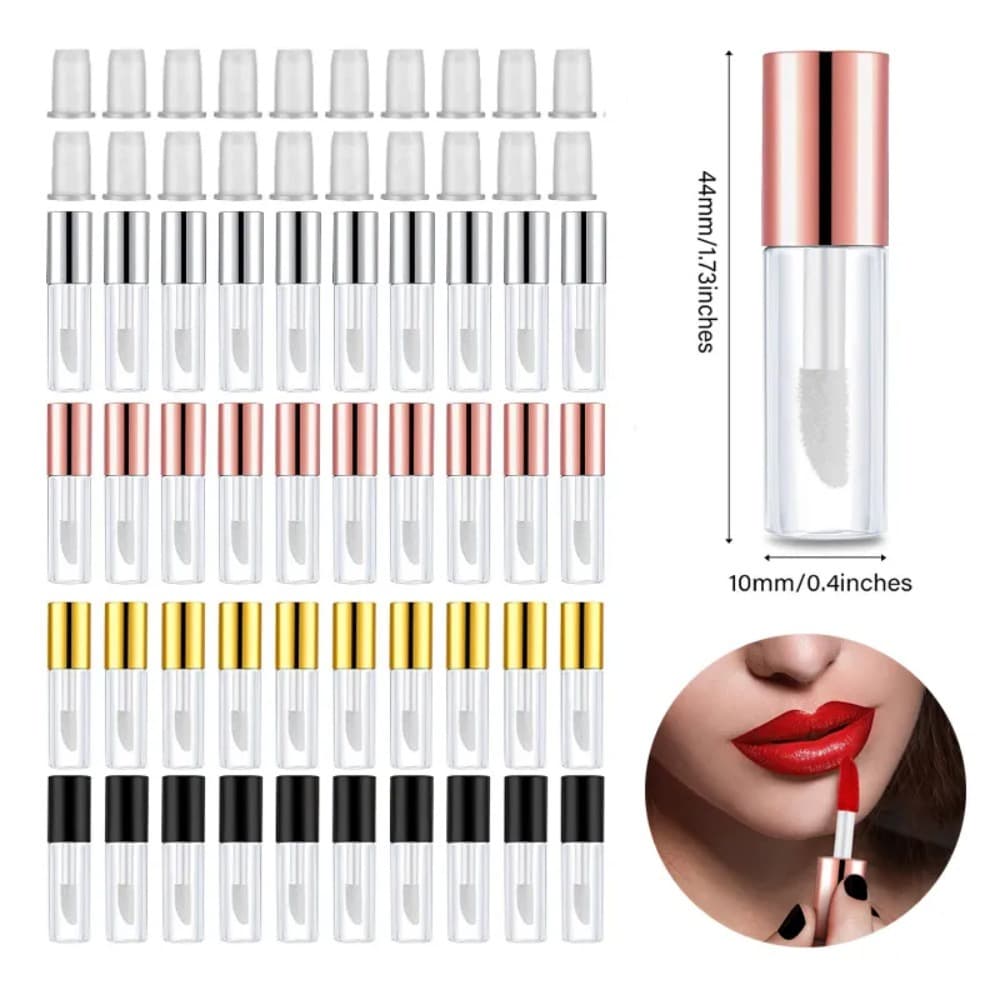 30/50/100pcs 1.2ML Tubo De Brilho Labial Rosa Dourada Vazia Plástico Batom Líquido Frasco De Amostra De