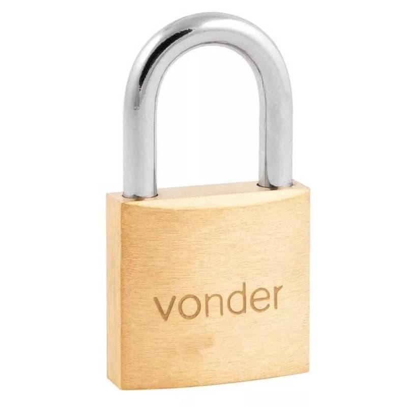 Cadeado de Latão Maciço Vonder 45 mm Dourado 2 Chaves