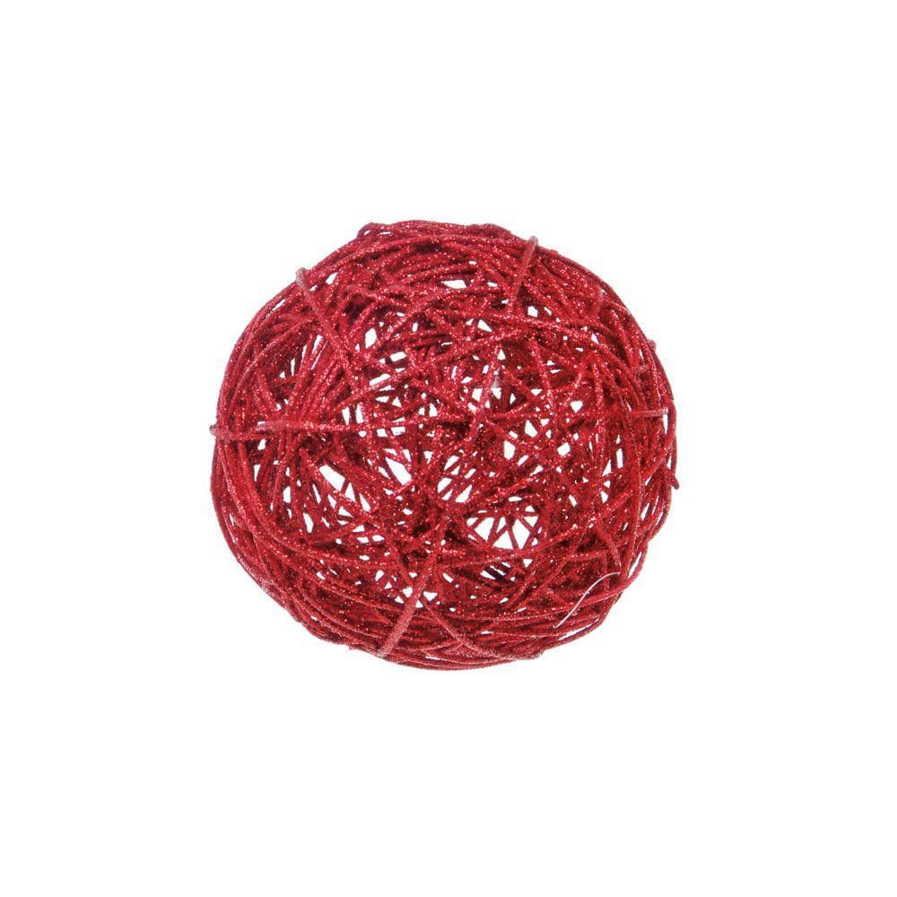Decoração de Natal Bola Rattan na Cor Vermelho 15cm
