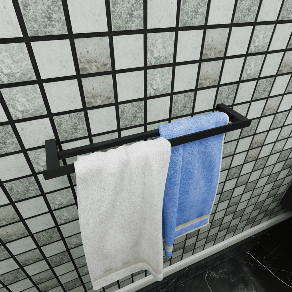 Porta Toalha Toalheiro De Banho Luxo Preto Fosco 67cm