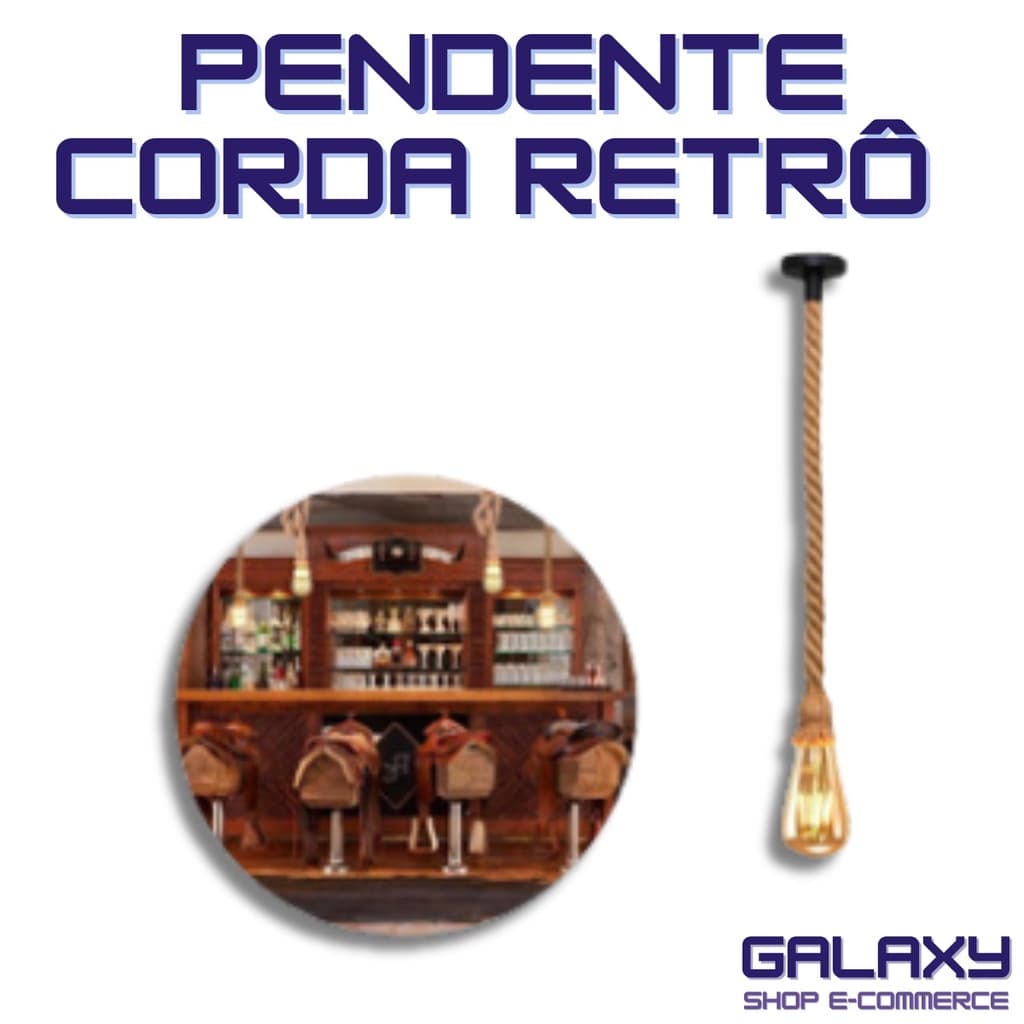 Pendente Lustre Luminária Vintage Corda Sisal Retro Rústico Com Soquete Bocal E27 Canopla De Metal