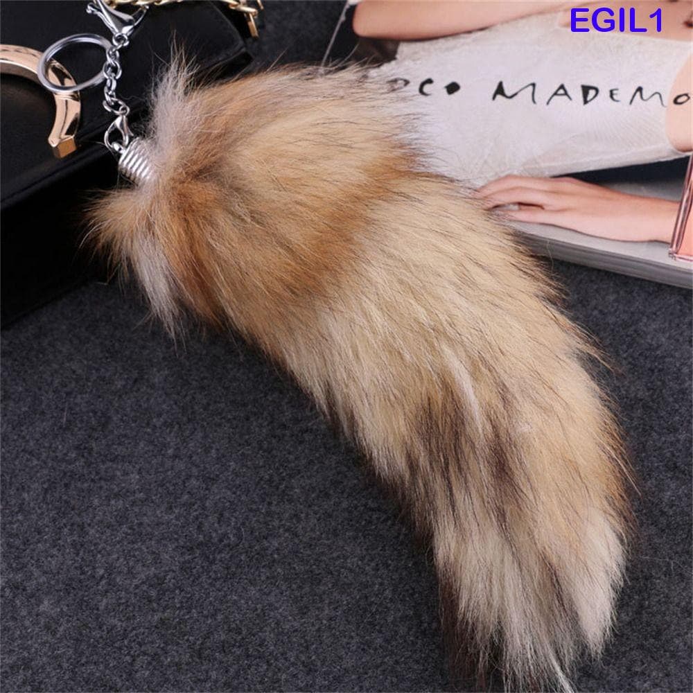 EGIL1 Chaveiro De Pele De Pelúcia , Pingente De Cauda De Lobo Com Animal , Porta-Chaves Pompom Sintética