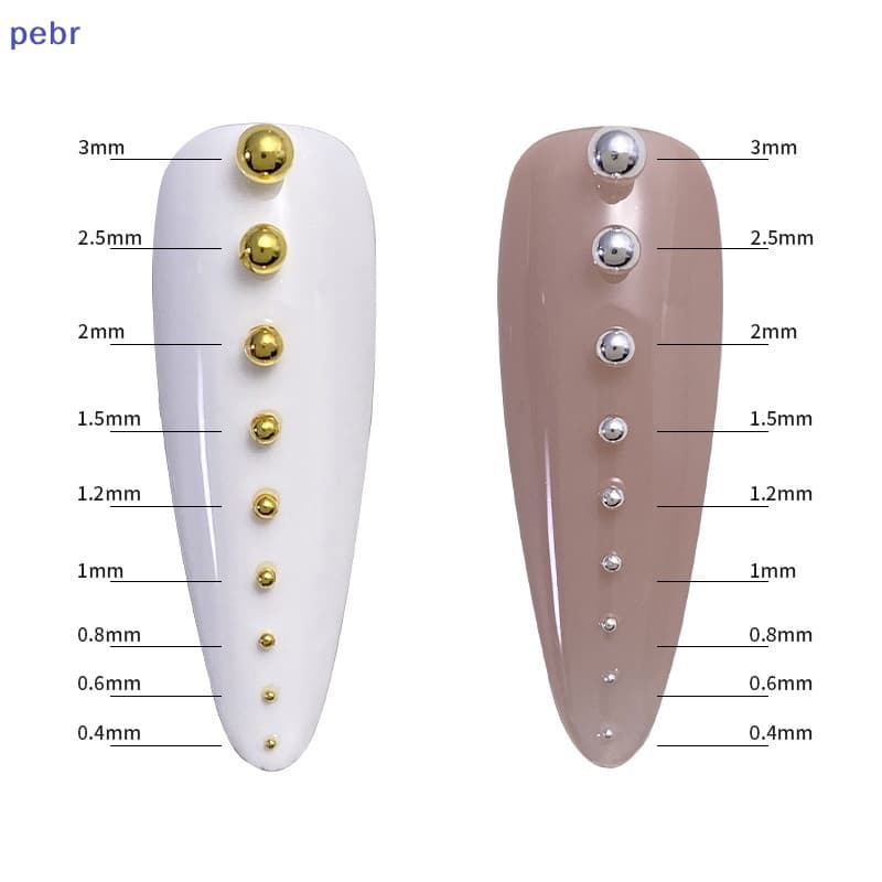 [pebr] 0,4mm-3mm Ouro Prata Arte De Unha Branca Micro Metal Caviar Beads Manicure 3D Rhinestone Decorations Tool [feng]