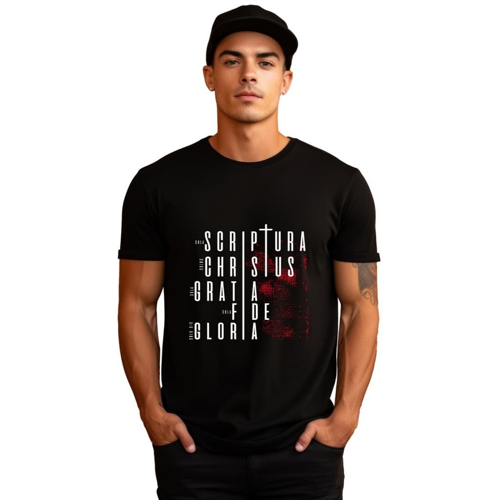 Camiseta Masculina Premium 100% Algodão Cristã Evangélica Sola Scriptura Reforma Protestante Envio Imediato