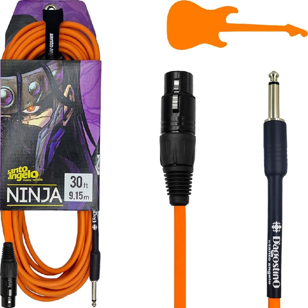 Cabo para Microfone 9,15 m 30 ft Laranja DAgostino by Santo Angelo Ninja XLR Femea x P10