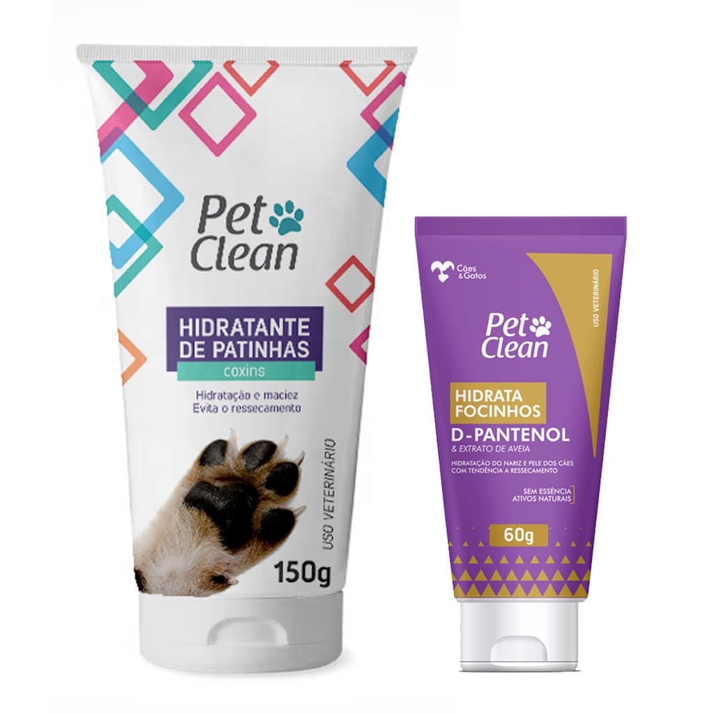 Kit Hidratante Patinhas + Hidratante Focinho para Cães Pet Clean
