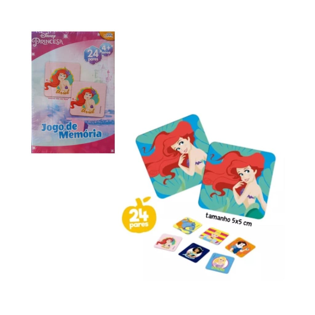 Jogo da Memória Disney Princesas 24 pares Novo Papel Toyster