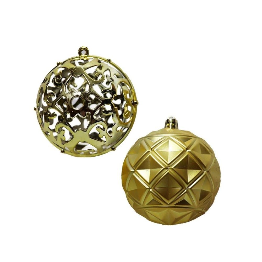 JOGO COM 06 BOLAS 8CM MISTA FOSCA ARABESCO VAZADO Dourado