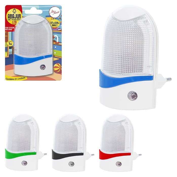 Abajur Luminaria  Tomada Lampada Led Sensor Automatico Noite