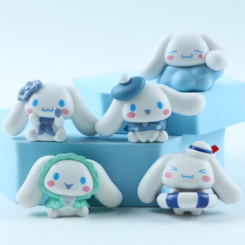 5Pcs/Set Cartoon Anime Piscina Festa De Cinnamoroll Figura De Brinquedo Modelo Brinquedos Feitos À Mão Presentes Para Crianças