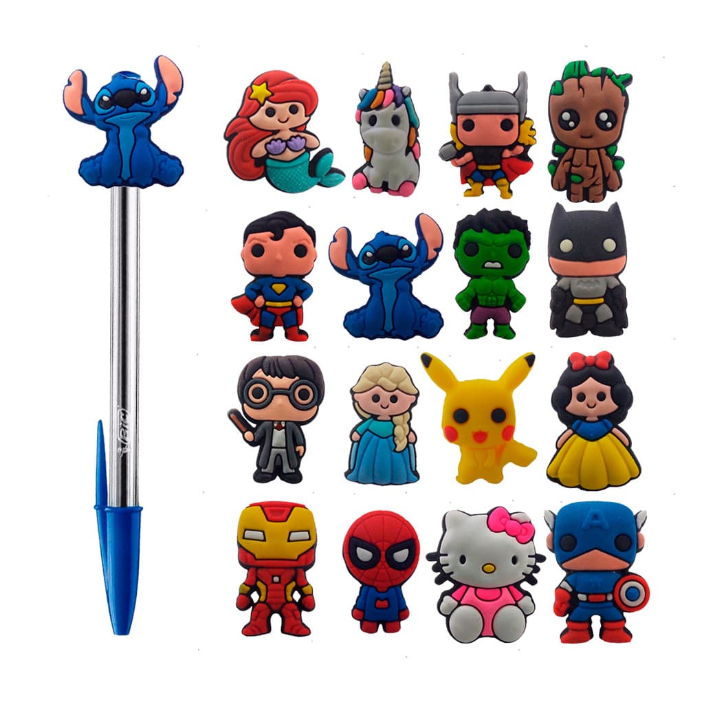 Ponteira Emborrachada Divertida Lápis Caneta Stitch Disney