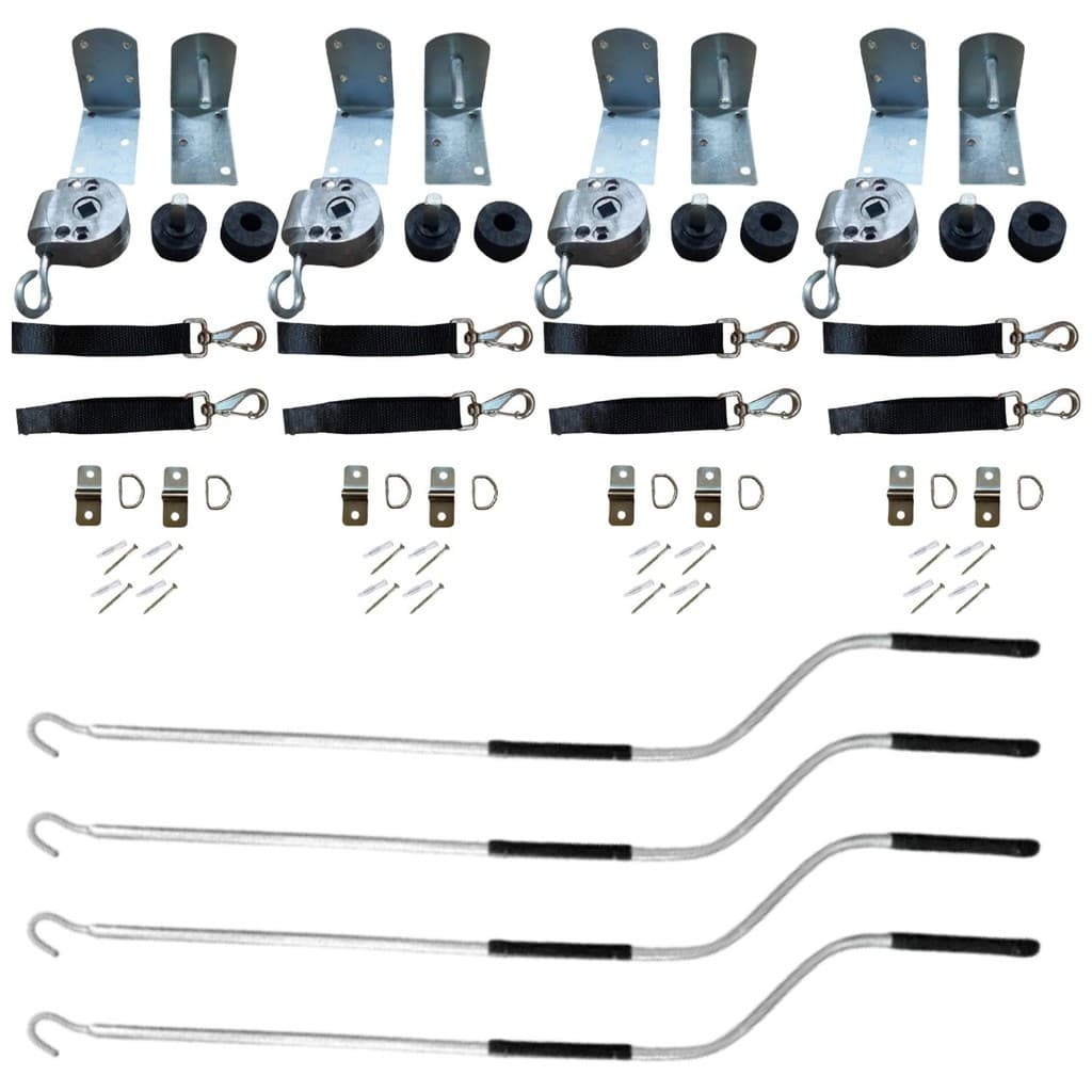 kit 4 mancal + 4 redutor + 4 bucha +4 manivela + 4 mosquetão/tira