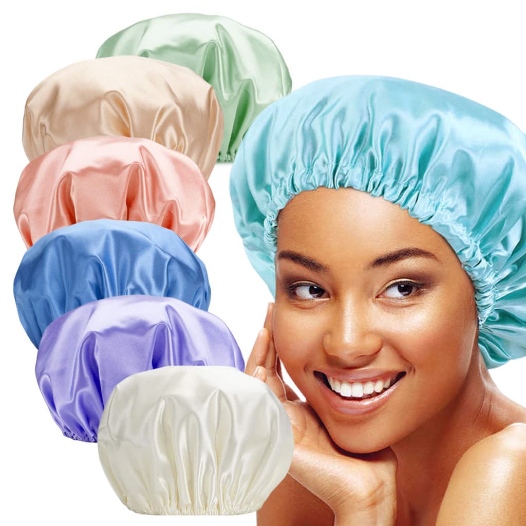 Kit 6 Touca de Cetim Antifrizz Banho Cores Sortidas Ajustável