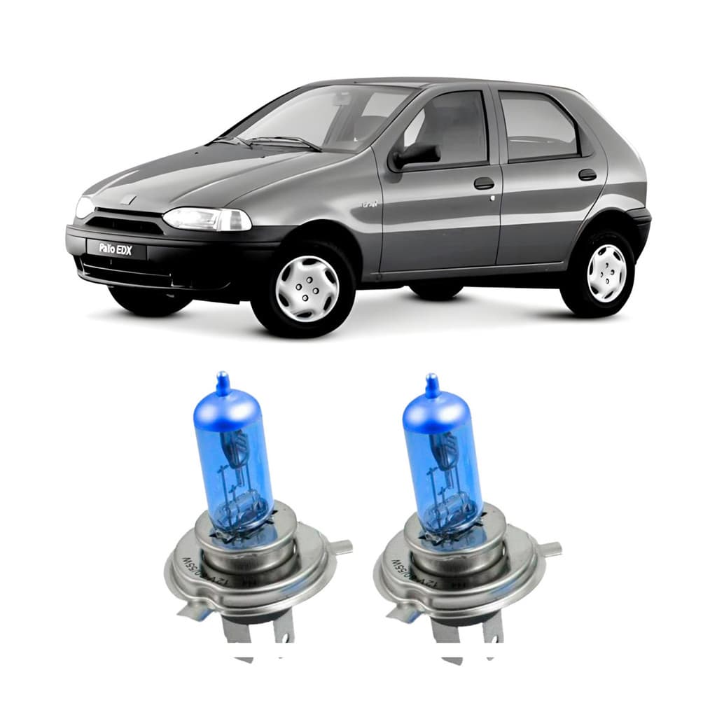 Par de Lâmpadas Super Branca Farol para Fiat Palio G1 1996 1997 1998 1999 2000 8500k H4