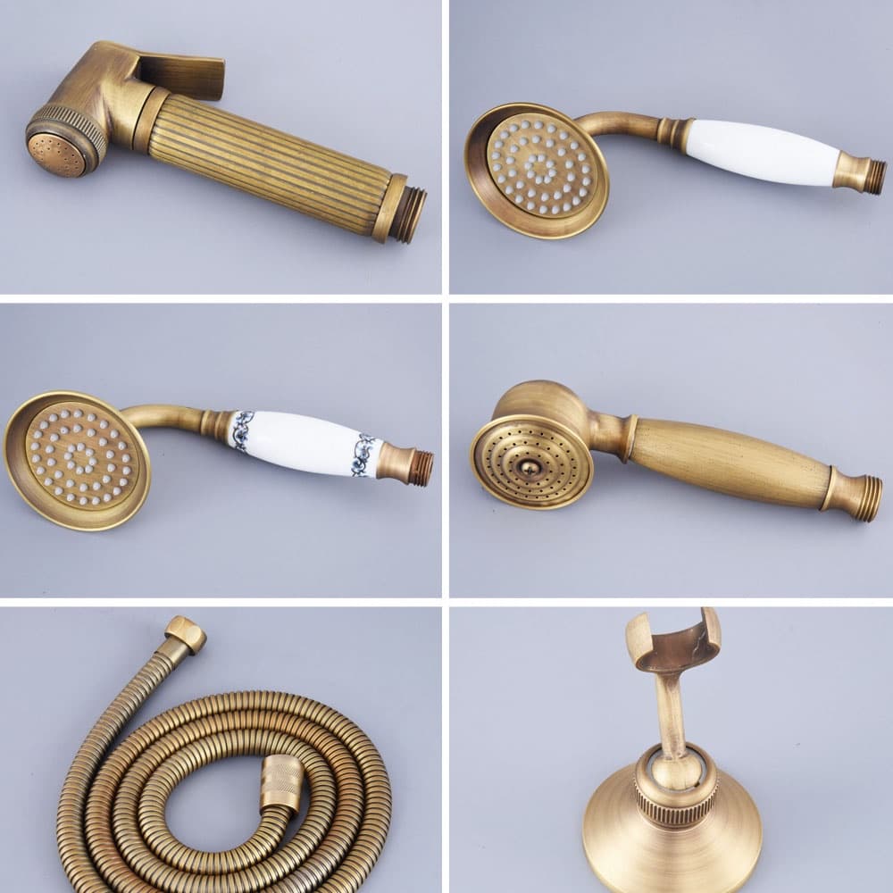 Latão Antigo Banheiro Forma De Telefone Mão Spray Cabeça De Chuveiro Portátil/Suporte De/Mangueira De 1.5m zzh351