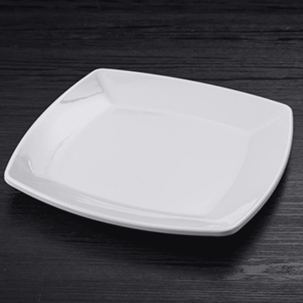 Prato Quadrado De Melamina Branco Sofisticação Durabilidade Para Eventos Aparência De Porcelana, Qualidade Fácil Higienização Ideal Para Servir Com Elegância Hotel Restaurante Raso Acrílico Lanche Comida Reutilizável Para Festa Churrasco Lanchonete