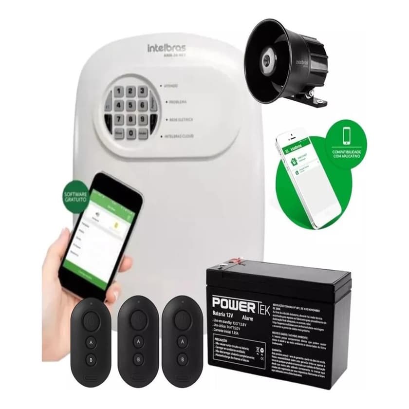 Kit Alarme Intelbras ANM 24 NET com Sirene e 3 Controles – Acesso por App Celular via Nuvem