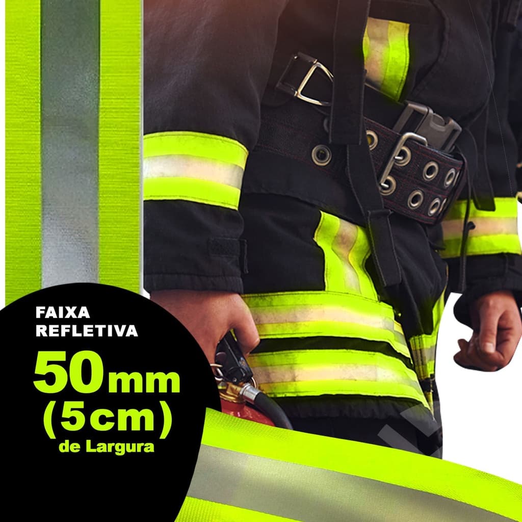 Faixa Refletiva 50mm - 5 Metros Para Roupas e Uniformes - Fita De Gorgurão