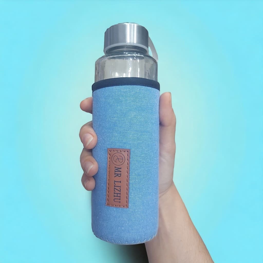 Garrafa de Vidro com Capa Neoprene Discreta Água Café 400ML