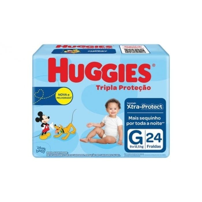 Fralda Huggies Tripla Proteção Jumbo G com 24 unidades