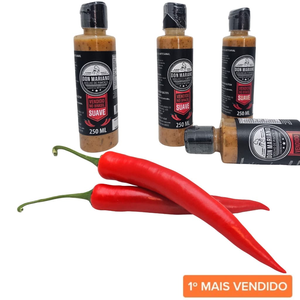 MOLHO DE PIMENTA DEDO DE MOÇA 250 ML KIT 1, 2, 3, 4 e 5 UNIDADES/ Peças