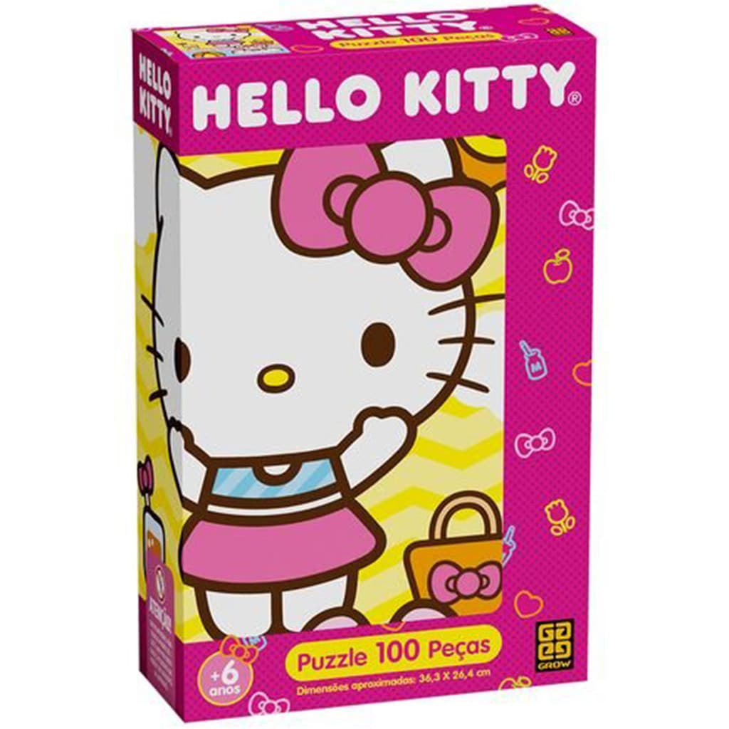 Quebra-cabeça Puzzle Brinquedo Hello Kitty 100 Peças Infantil Crianças Meninas Presente Grow